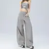 Calça de terno estilo retro americano, modelagem solta, cintura alta, perna larga, calça casual para mulheres, calça reta de outono, calça versátil de comprimento total