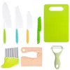 Juego de Cuchillos de Cocina de Plástico para Niños, Moldes para Galletas, Delantal Estampado de Papa, Guantes, Cuchillo Ondulado para Papa, Tabla de Cortar, Traje