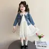Conjunto de Vestido de Mezclilla para Niñas 2026 Nuevo Estilo Moda de Primavera para Niños Elegante Súper Lindo Vestido de Princesa para Bebé