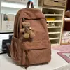 Mochila Fresca y Dulce Estilo Soft Girl para Estudiantes de Secundaria y Preparatoria, Mochila Escolar Estilo Coreano Ins para Niñas, Mochila Sencilla de Pana de Nicho