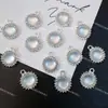 Pingente Pingente Redondo Olho de Gato Imitação Cristal Diamante Gota d'Água Pulseira de Contas DIY Colar Brincos Acessórios de Liga