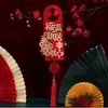 Enfeites para Maçaneta de Porta de Inauguração, Decoração de Casa Nova, Itens de Decoração Auspiciosos de Veludo, Decorações Criativas Vermelhas para Mudança