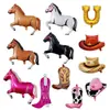 Sombrero de Cowboy de Caballo Transfronterizo Botas con Herradura Globos de Papel de Aluminio Decoración de Fiesta de Cumpleaños con Forma de Animal Globos de Papel de Aluminio