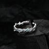 Anillo de plata de ley S925 con pegamento en forma de gota de color menta, original, de nicho, de alta sensibilidad, abierto, estilo frío, moderno.