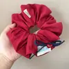 Lazo para el Cabello Rojo y Azul Estilo Año Nuevo con Etiqueta Parche, Dulce Estilo Ballet Coreano, Accesorio para Moño de Celebridad de Internet de Moda de Nicho