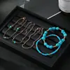 Pulsera de Ojo de Diablo Turquesa Estilo Playa de Verano Más Vendida Transfronteriza Juego de 5 Piezas Tobillera Moderna y Versátil Estilo Vacaciones