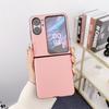Para OPPO Find N2 Flip capa de celular listrada capa de couro de cor sólida capa protetora simples com dobra para cima e para baixo