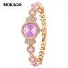 Mokago Popular Reloj de Nicho para Mujer Lujo Accesible Popular Mismo Estilo Reloj Corona Totalmente de Diamante para Mujer Resistente al Agua Exportación Reloj de Cuarzo