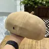 Boina Nueva para Mujer de Otoño e Invierno, Boina de Artista Adelgazante, Sombrero Octogonal Simple Retro Literario con Etiqueta Pequeña Simple
