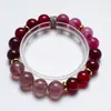 [Dulce de Fresa] Pulsera Natural de Cristal Fresa Cristal Flor de Cerezo Lluvia para Mujer La Más Fácil de Combinar Pulsera de Regalo Al por Mayor