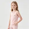 Camiseta regata infantil para meninas 7A Antibacteriana Roupa íntima de base Top fino sem mangas Pequeno cardigã para crianças de meia-idade e mais velhas Roupa íntima para casa