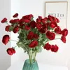 Flores falsas para bodas al por mayor 6 camelias rojas decoración para el hogar Super decoración flores de seda artificial adornos para sala de estar