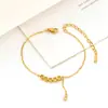 Cadena Clavicular Artística Retro Redonda con Moneda y Borla de Acero Inoxidable Delicado Pulsera Fina y Conjunto de Collar para Mujeres Venta al por Mayor Directa de Fábrica
