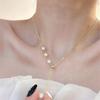Collar de perlas para mujer, ligero, de lujo, con colgante de nicho, cadena de clavícula, ajustable y extraíble, con tres modos de uso.