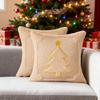 Funda de Almohada Bordada con Estrella Navideña Transfronteriza Funda para Cojín de Sofá de Casa con Árbol de Navidad Decoración Festiva