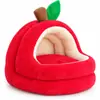Casa de Cachorro Maçã Vermelha Rede Casa de Gato Semi-fechada Aquecimento de Inverno Casa de Sono Profundo Casa para Animal de Estimação Suprimentos para Gatos Dropshipping