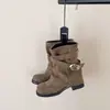 Botines Martin Cortos Vintage Desgastados para Mujer, Nuevos Otoño 2026 con Hebilla de Cinturón, Tobilleras Adelgazantes