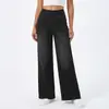 Jeans de Cintura Alta de Pierna Ancha con Dobladillo de Orejas de Gato, Mezclilla Lavada, Cintura Elástica, Pantalones Rectos Fluidos, Pantalones de Mezclilla de Corte Holgado para Mujer