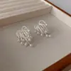Pendientes cascada fuegos artificiales borla rosa dri **le nicho plata 925 pendientes perla anillo abierto mujer