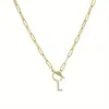 Europa y Estados Unidos caliente 26 diamantes de imitación letra clip cadena hebilla OT collar temperamento simple collar con nombre venta al por mayor