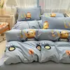 Conjunto de Quatro Peças em Algodão Escovado 100% Classe A Quente e Fresco Conjunto de Roupa de Cama Espesso Super Macio Algodão Puro Conjunto de Quatro Peças