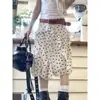 Falda Blanca de Lunares con Volantes, Falda Irregular de Longitud Media para Mujer, Diseño Retro de Primavera Talla Extra Falda de Línea A