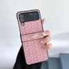 Funda para Samsung ZFlip6 con hebilla de anillo trenzado, funda de cuero plegable Zflip5, funda protectora resistente a caídas Zflip4