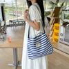 Chegada Nova da Primavera Bolsa Transversal Simples Versátil Estilo Ins de Lona Listrada Jeans Bordada com Letras para Trabalho e Bolsa de Trabalho para Mulheres