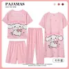 Ropa Nueva para Niños 2024 Conjunto de Cuatro Piezas para Primavera, Verano y Otoño Dibujos Animados para Niños Pantalones Cortos de Manga Corta para Niños y Niñas Pijama para Casa
