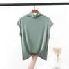 Camiseta regata de modal com máscara, blusa de baixo para mulheres, verão, gola alta parcial, camiseta fina, segunda pele, ajuste slim, top estilo western