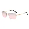 Gafas de sol sin montura con borde cortado, gafas de sol cuadradas poligonales transfronterizas europeas y americanas para mujer, gafas de sol personalizadas de moda con adornos de diamantes
