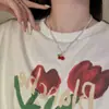 Colar de Cereja Pérola Suave de Verão Feminino Luxo Leve Nicho Temperamento Corrente de Pescoço Doce e Fresca Corrente Clavicular
