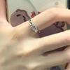 Anillo Irregular de Piedra Lunar para Mujer ins Versátil Abierto Ajustable Ola Anillo Geométrico Par de Anillos para Dedos de Pareja