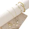 Conjunto de Joias de Trevo de Cinco Folhas Mais Vendido Transfronteiriço para Mulheres, Colar Simples de Flor da Sorte Esmaltada, Conjunto Versátil de 5 Peças com Pulseira e Brincos