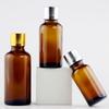 Botella Dispensadora de Aceite Esencial Ámbar de 30ml en Stock, Botella Mezcladora de Reactivos de 50ml, Botella de Vidrio Original con Tapa de Rosca, Material de Empaque Cosmético