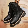 Botas Martin de Moda y Versátiles para Mujer, Nuevo Estilo Otoño e Invierno 2025, Botines Cortos Retro de Encaje Estilo Británico con Punta Redonda para Mujer