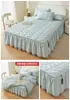 Saia de cama 100% algodão Classe A, peça única, esconde a borda inferior, novo modelo 2024, cobre-leito 100% algodão, capa de colchão estilo saia de cama, adequada para todas as estações