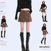Falda midi corta color café ajustada a la cadera para mujer, nuevo estilo otoño e invierno, petite, cintura alta, adelgazante, casual, anti-exposición, línea A, hot girl
