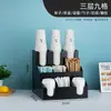 Portavasos de Papel Acrílico Caja de Almacenamiento para Tapas y Popotes Tienda de Café y Té con Leche Bar Estante de Almacenamiento para Suministros Desechables Comercial