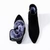 Botas para Mujer Otoño e Invierno 2025 Nuevo Elegante Estilo Elegante Punta Afilada Cierre Lateral Tacón Grueso Forro Polar Botas de Moda para Mujer