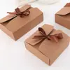 Caja de Papel para Empacar Marrón Caja de Regalo Rectangular Personalizada con Lazo de Encaje Empaque para Calcetines Ropa Interior Caja de Regalo Empresarial Lista para la Venta