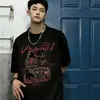 Camiseta Pesada de Verão Estilo Americano Marca da Moda Retrô Tendência Algodão Puro High Street Manga Curta Design Europeu e Americano Senso de Design Nicho Solta