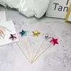 Decoración de Pastel para Hornear Cumpleaños Estrella Roja de Cinco Puntas Amor Fiesta Postre Inserto Corona Reflectante PU Enchufe