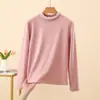 Camiseta Base Térmica de Nano Polar con Cuello Medio-Alto para Mujer, Camiseta de Manga Larga con Capa Interior Engrosada y Ribete de Encaje, Top Versátil de Corte Ajustado