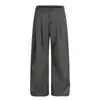 Pantalones Casuales de Raya Vertical para Hombre, Pantalones de Vestir Anchos Holgados, Marca Trendy Vibe, Pantalones Rectos Retro Americanos con Botones