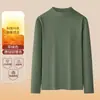 Capa base térmica de otoño/invierno para hombre con cuello semi-alto, tacto premium, autocalentable, cuello medio, camiseta interior casual de manga larga para hombre