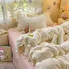 Juego de cuatro piezas de gasa de doble capa 100% algodón estilo francés grado A, 60 unidades, juego de ropa de cama de tres piezas de gasa de algodón fresca y suave