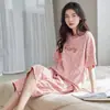 Explosões transfronteiriças pijamas femininos verão manga curta cropped calça plus size estilo literário xadrez conjunto roupas de casa em estoque atacado