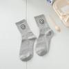 Meias Femininas Outono e Inverno Nova Cor Sólida Meias Esportivas Smiley Meias da Moda Mulheres Respirável Odor-prova Algodão Mulheres Meias Casuais