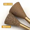 Juego de 6 cabezales de rectificado de diamante soldadizos, cabezal de rectificado de aleación para rectificado grueso y fino, adecuado para pelado de jade y tallado de piedra, con forma trapezoidal invertida